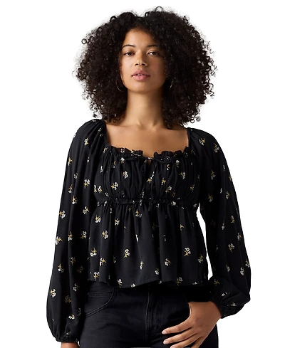 Levi's Women's Oraya Front-Tie Floral-Print Scoop Neck Blouse