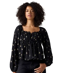 Levi's Women's Oraya Front-Tie Floral-Print Scoop Neck Blouse