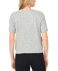 CeCe Women's Crewneck Short-Sleeve Lace Stripe Sweater