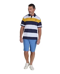 Raging Bull Men's Chest Band Stripe Embroidered Logo Polo Shirt
