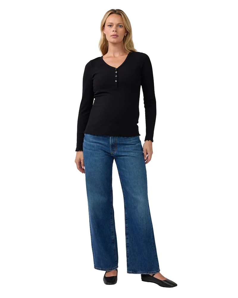 Ingrid + Isabel Women's Long Sleeve Rib Nursing Henley