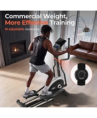 Fed Fitness Yosuda Magnetic Front Drive Elliptical 18.5" Stride, Adjustable Resistance Home Cardio Machine with Lcd and Non-Slip Pedals