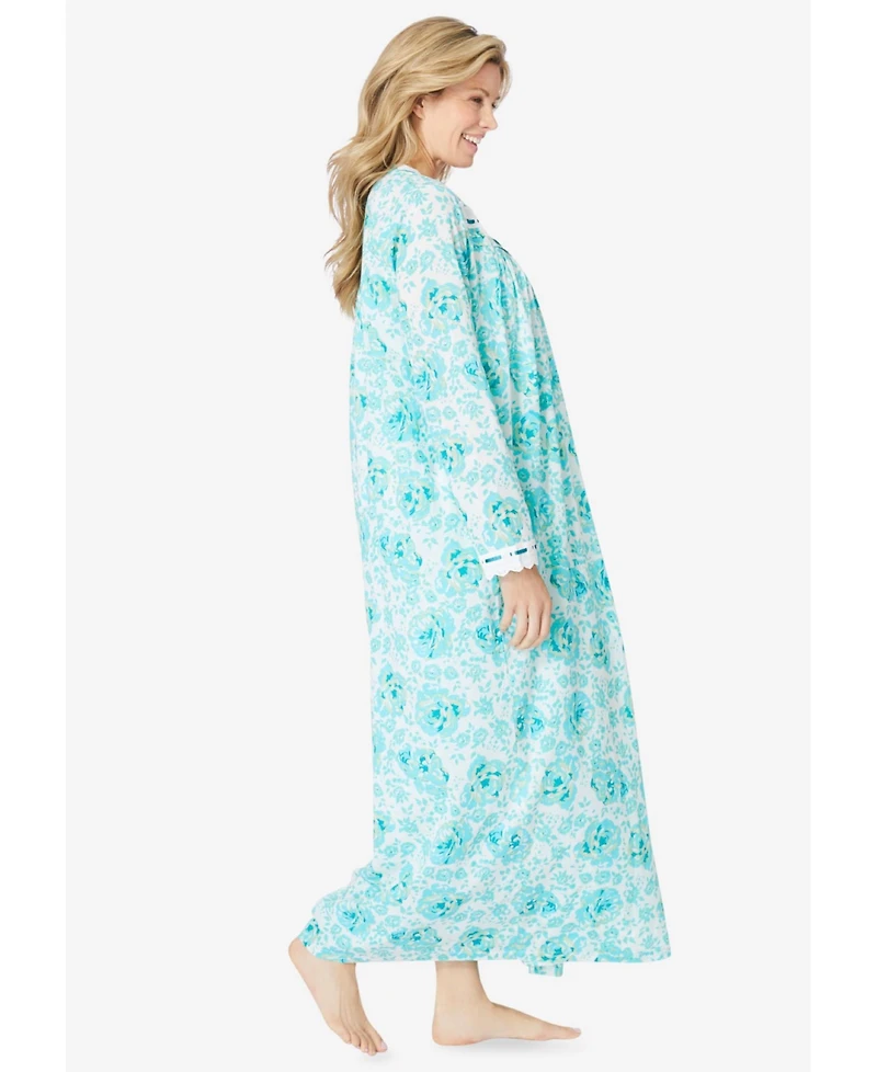 Only Neccessities Plus Size Only Necessities Long 2-Piece Cabbage-Rose Peignoir Set