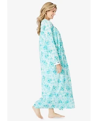 Only Neccessities Plus Size Only Necessities Long 2-Piece Cabbage-Rose Peignoir Set