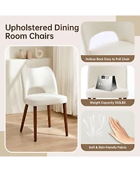 Set of 6 Modern Dining Chairs, Hollow Back Kitchen Chairs With Wooden Legs, Tool-Free Easy Assembly, Farmhouse Style For Kitchen and Dining Room