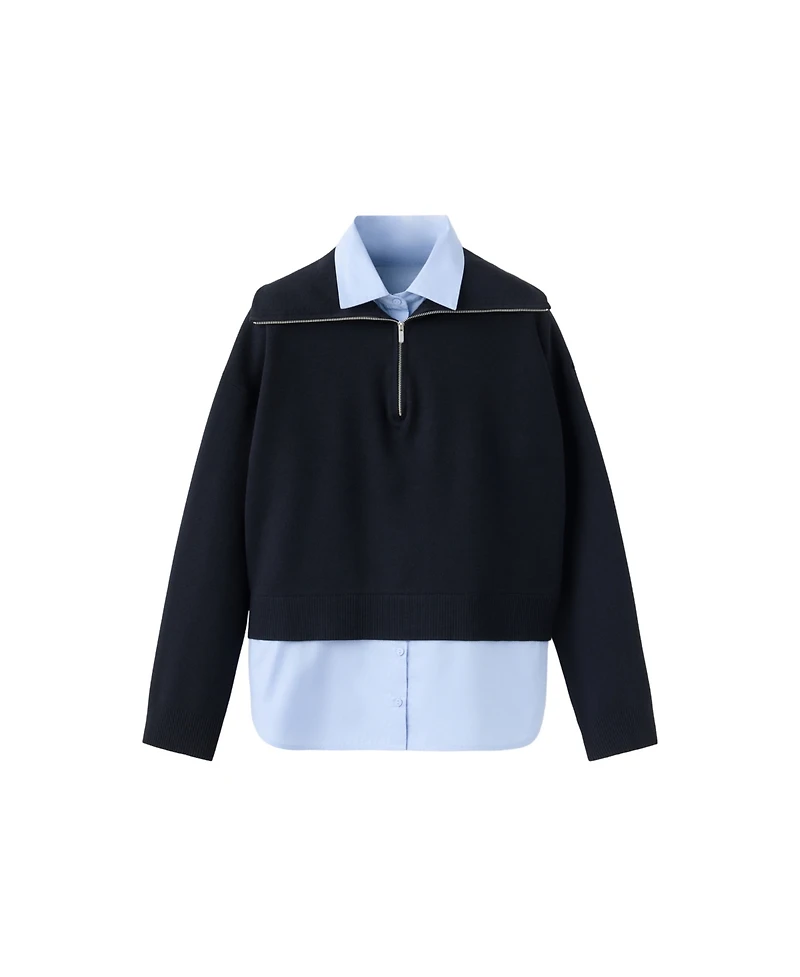 Mango Women's Layered Collared Sweater