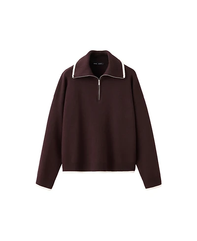 Mango Women's Contrast-Stripe Polo-Collar Sweater