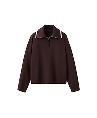 Mango Women's Contrast-Stripe Polo-Collar Sweater