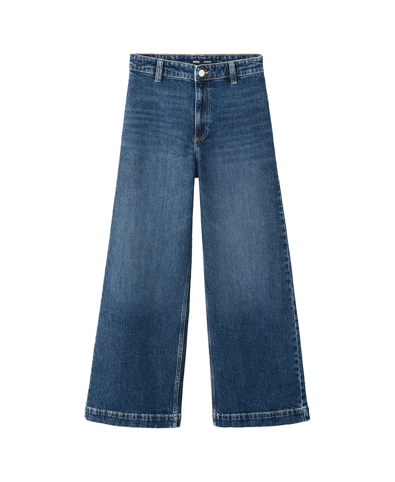 Mango Women's Catherin High-Rise Wide-Leg Culotte Jeans