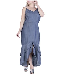 Standards & Practices Women's Tencel High-Low Ruffle Hem Maxi Dress