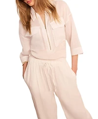 Mint Velvet Women's Ramie Zip Bomber Blouse