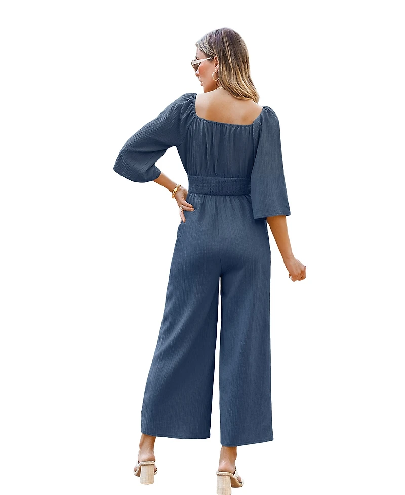 Cupshe Women's Square Neck Straight Leg Jumpsuit
