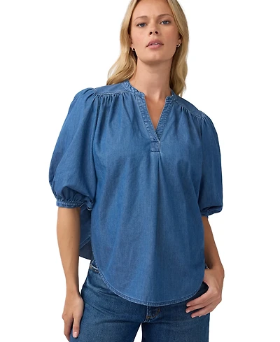 Ingrid + Isabel Maternity Popover Chambray Relaxed-Fit Blouse