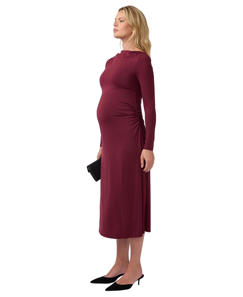 Ingrid + Isabel Maternity Ruched Mock Neck Midi Dress