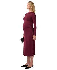 Ingrid + Isabel Maternity Ruched Mock Neck Midi Dress
