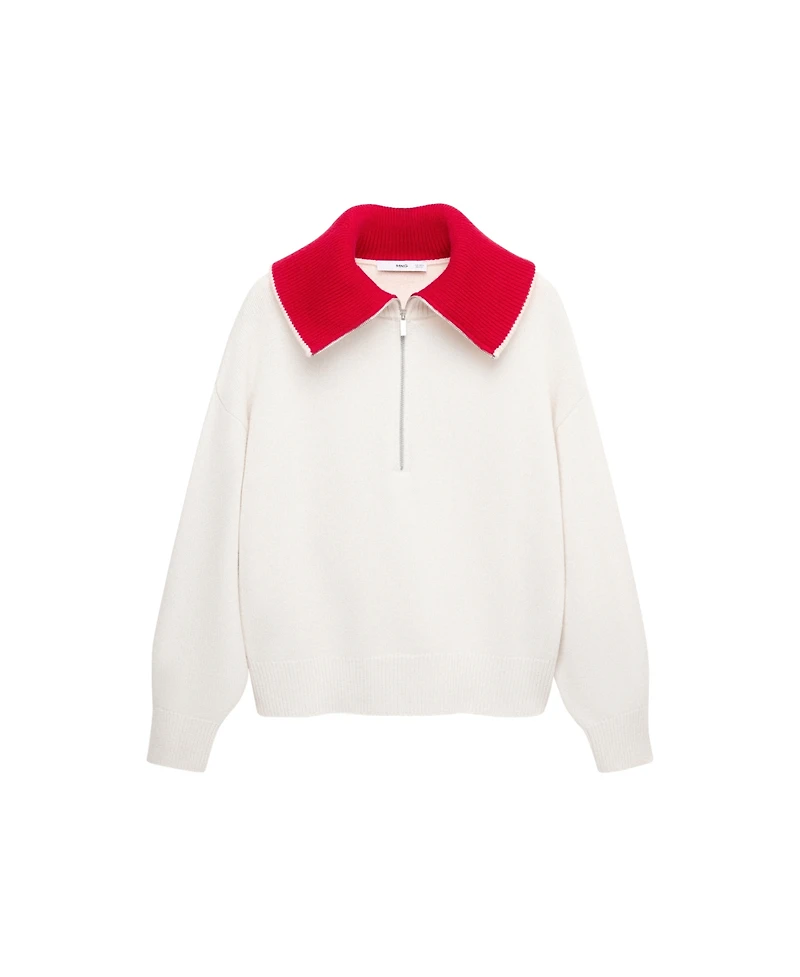 Mango Women's Contrast Collar Wool-Cashmere Blend Sweater