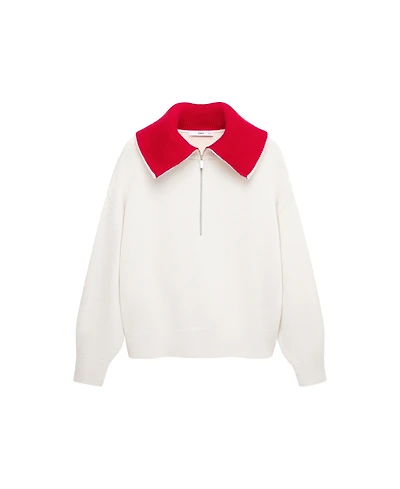 Mango Women's Contrast Collar Wool-Cashmere Blend Sweater