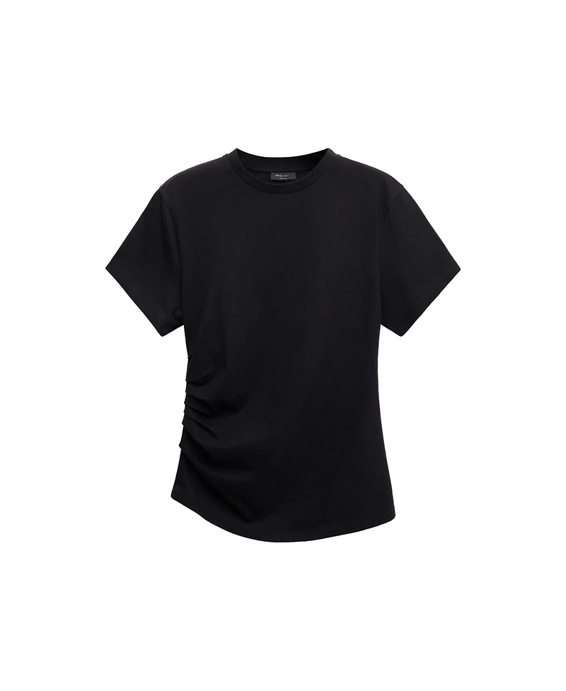 Mango Women's Selection Crewneck Short-Sleeve Ruched T-Shirt