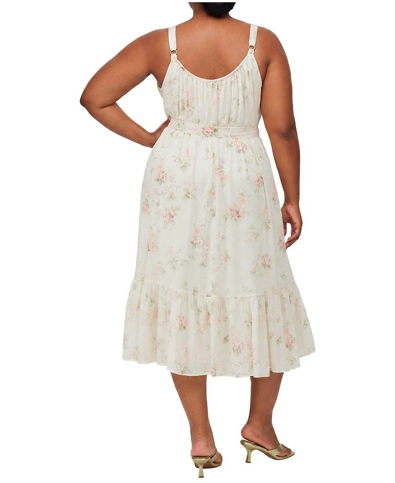 Torrid Plus Tea-Length Floral Scoop-Neck Dress