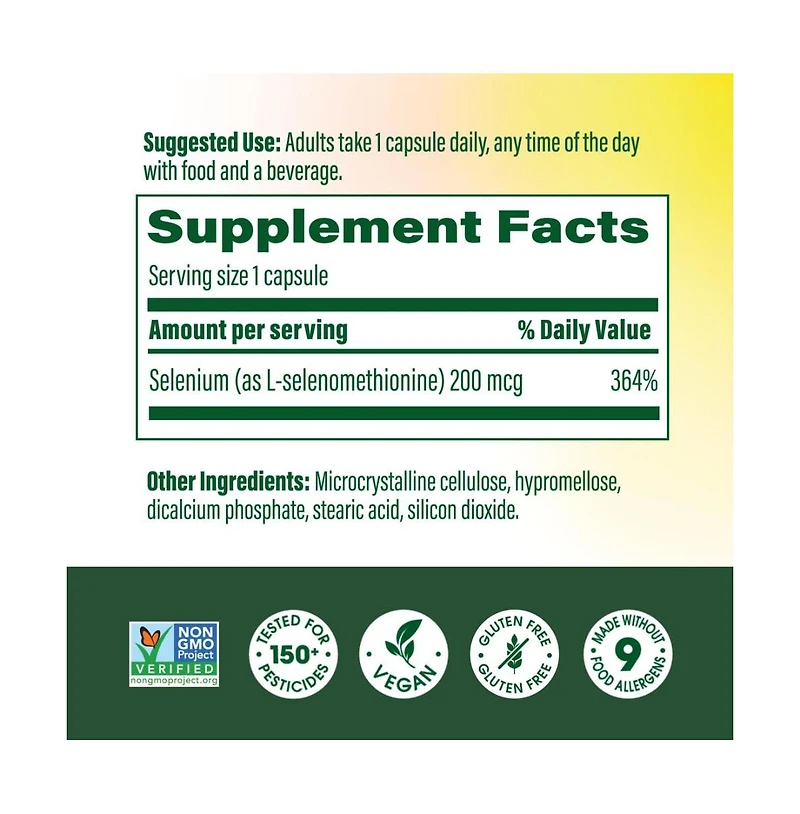 MegaFood High Absorption Selenium 200mcg Capsules, Thyroid and Antioxidant Support, 120 Ct