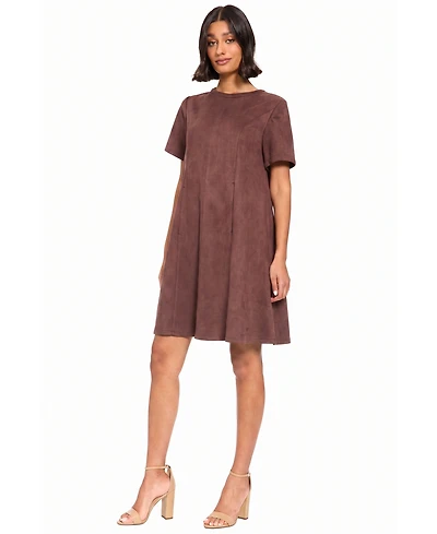 London Times Women's Trapeze Crewneck Short-Sleeve A-Line Dress