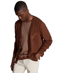 Kenneth Cole Men's Logo V-Neck Slim-Fit Cardigan Sweater