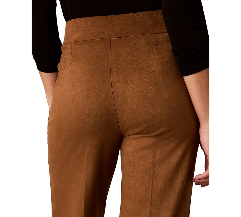 Calvin Klein Women's High-Rise Wide-Leg Pull-On Faux Suede Pants