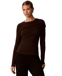 Calvin Klein Women's Long-Sleeve Wrap Rayon-Blend T-Shirt
