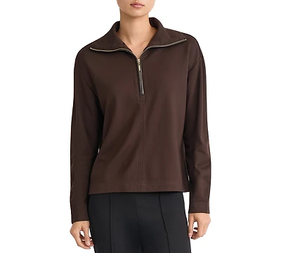 Jones New York Women's Long-Sleeve Zip-Front Pull-On Top