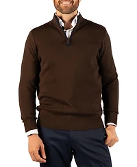 TailorByrd Men's Fine-Knit Mock-Neck Quarter-Zip Sweater with Contrast Tipping