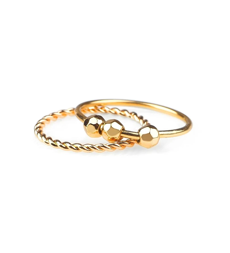 Mint & Lily Gold-Tone Fidget Beaded Stacking Rings, 2-Piece Set