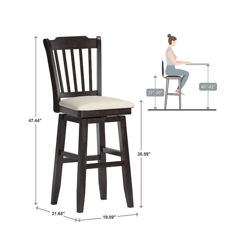 iNSPIRE Q Lea Slat Swivel Bar Stool with Linen Seat