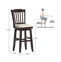iNSPIRE Q Lea Slat Swivel Bar Stool with Linen Seat