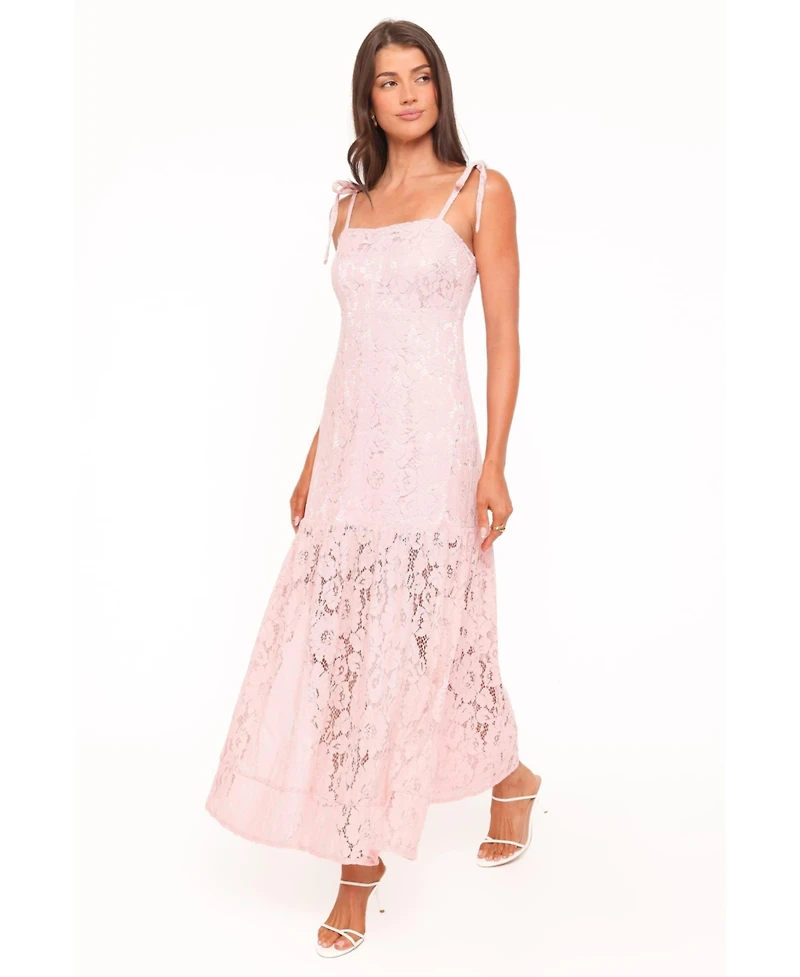 Petal and Pup Women's Nicolette Lace Floral Square Neck Maxi Dress