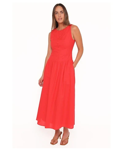 Petal and Pup Women's Evie Drop-Waist Boat-Neckline A-Line Dress