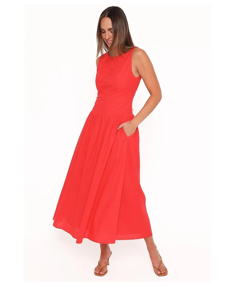 Petal and Pup Women's Evie Drop-Waist Boat-Neckline A-Line Dress