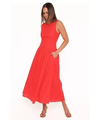 Petal and Pup Women's Evie Drop-Waist Boat-Neckline A-Line Dress