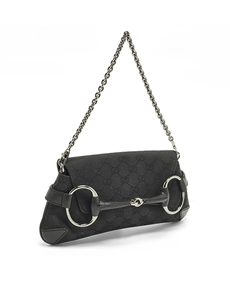 Pre-Owned Gucci Women's Gg Canvas Horsebit Chain Clutch
