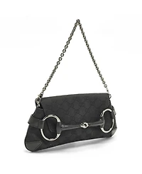 Pre-Owned Gucci Women's Gg Canvas Horsebit Chain Clutch