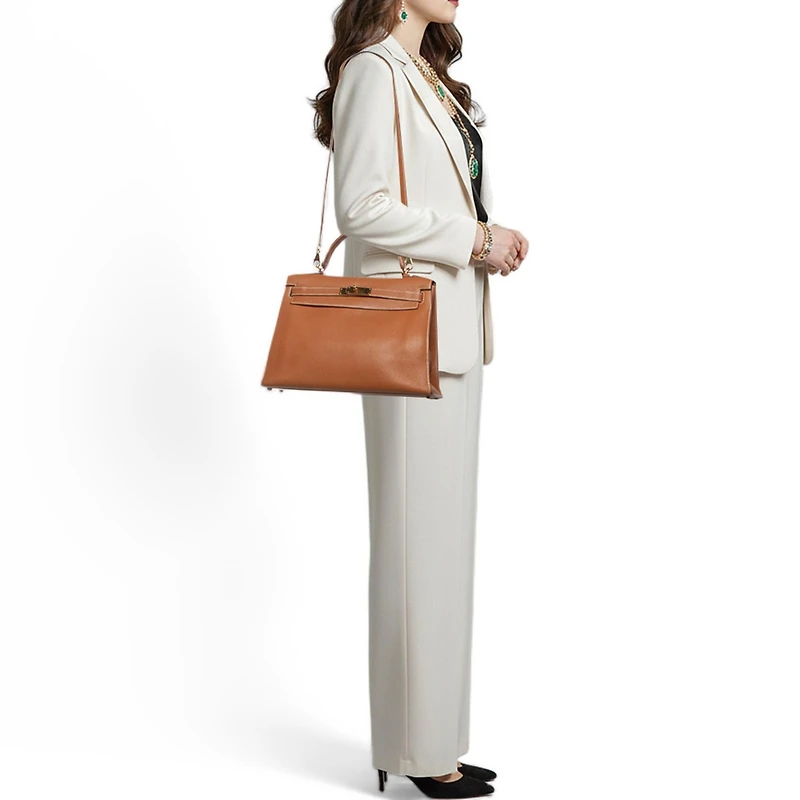 Pre-Owned HERMES Women's Finish Togo Leather Top Handle