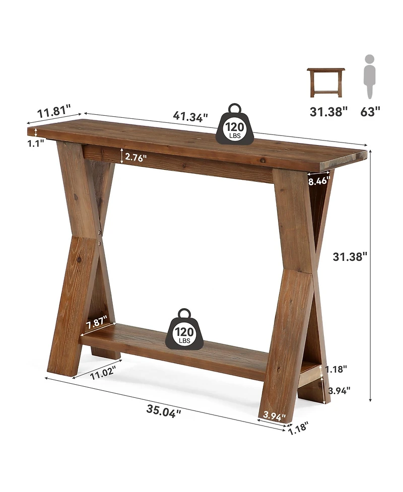 Tribesigns Farmhouse Solid Wood Console Table, Narrow Entryway Table