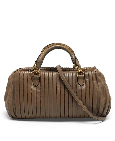 Pre-Owned Miu Miu Plisse Pleated Studded Crossbody Satchel