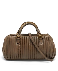 Pre-Owned Miu Miu Plisse Pleated Studded Crossbody Satchel