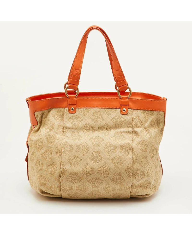 Pre-Owned Versace Women's Medusa Monogram Canvas and Leather Tote Bag
