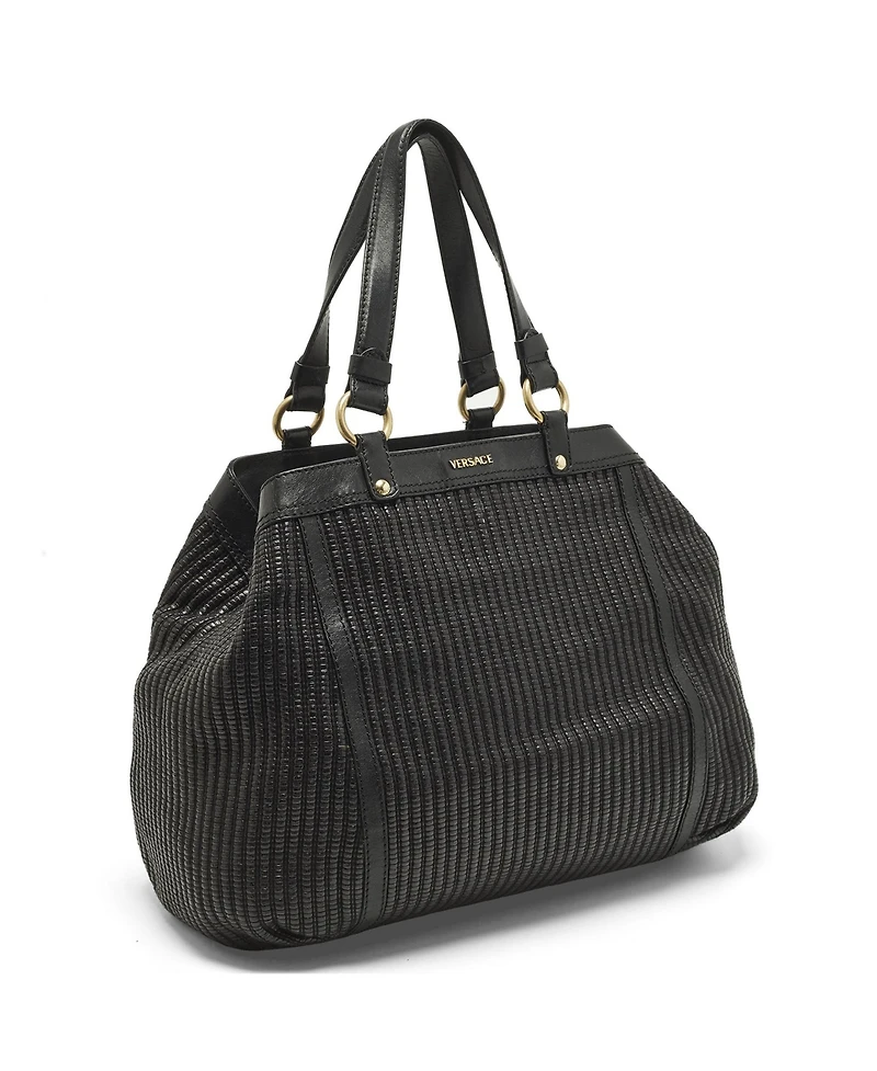 Pre-Owned Versace Women's Textured Leather and Raffia Tote