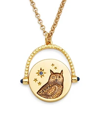 Fable England Owl Spinner Necklace in Gold