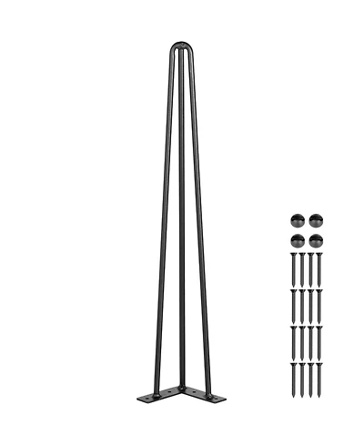 Sugift Set of 4 Hairpin Table Legs 26 Inch 3-Rod Carbon Steel with 220 Pound Rating Each