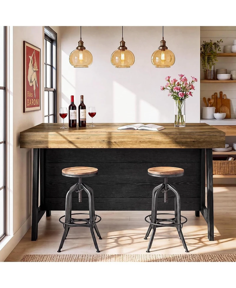 Tribesigns Kitchen Island with Storage,Open Shelving Bar Table with Large Worktop