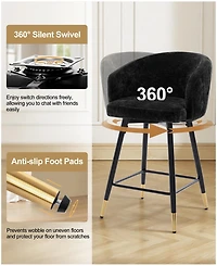 Bekrvio 26" Swivel Counter Height Bar Stools, Upholstered Barrel Back Kitchen Island Stools