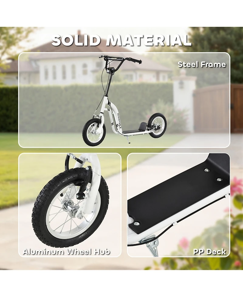 Glintex Youth Kick Scooter with 12" Wheels, Adjustable Handlebar and Caliper Dual Brakes, 220 lbs Capacity, Ages 5+
